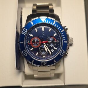 Men's Blue Face, Silver Chronograph NAUTIS Watch